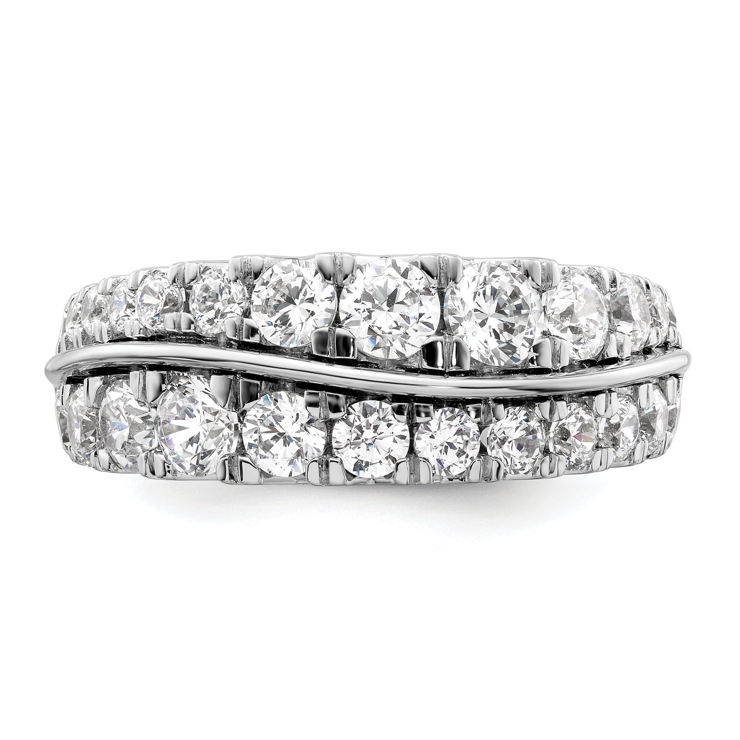 14K White Gold Lab Grown Diamond VS/SI+ G+ Wave Double Band Ring