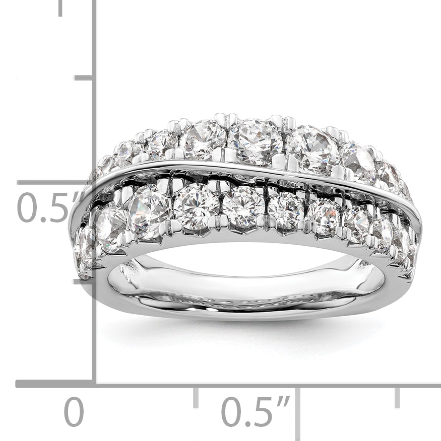 14K White Gold Lab Grown Diamond VS/SI+ G+ Wave Double Band Ring