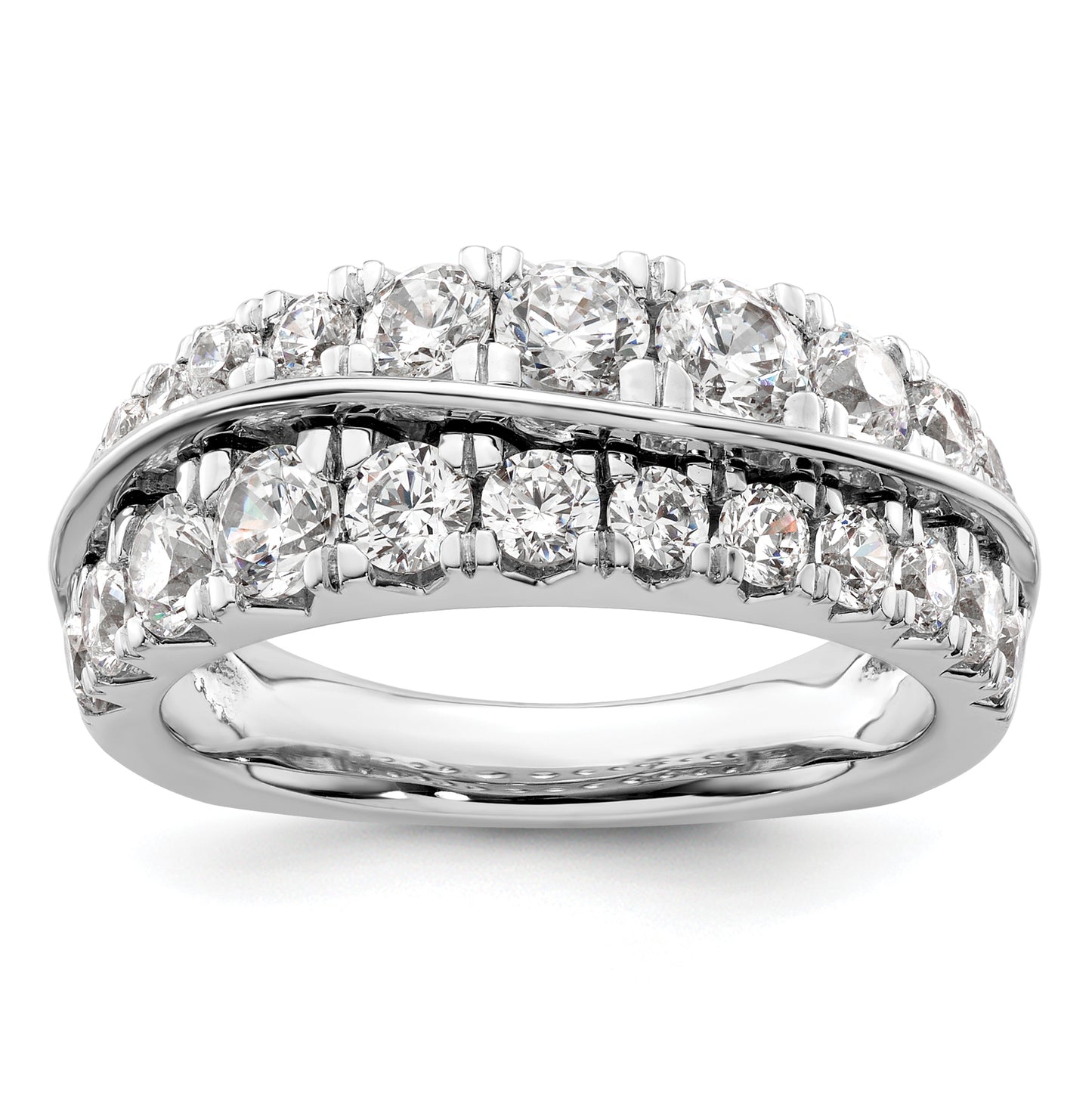 14K White Gold Lab Grown Diamond VS/SI+ G+ Wave Double Band Ring