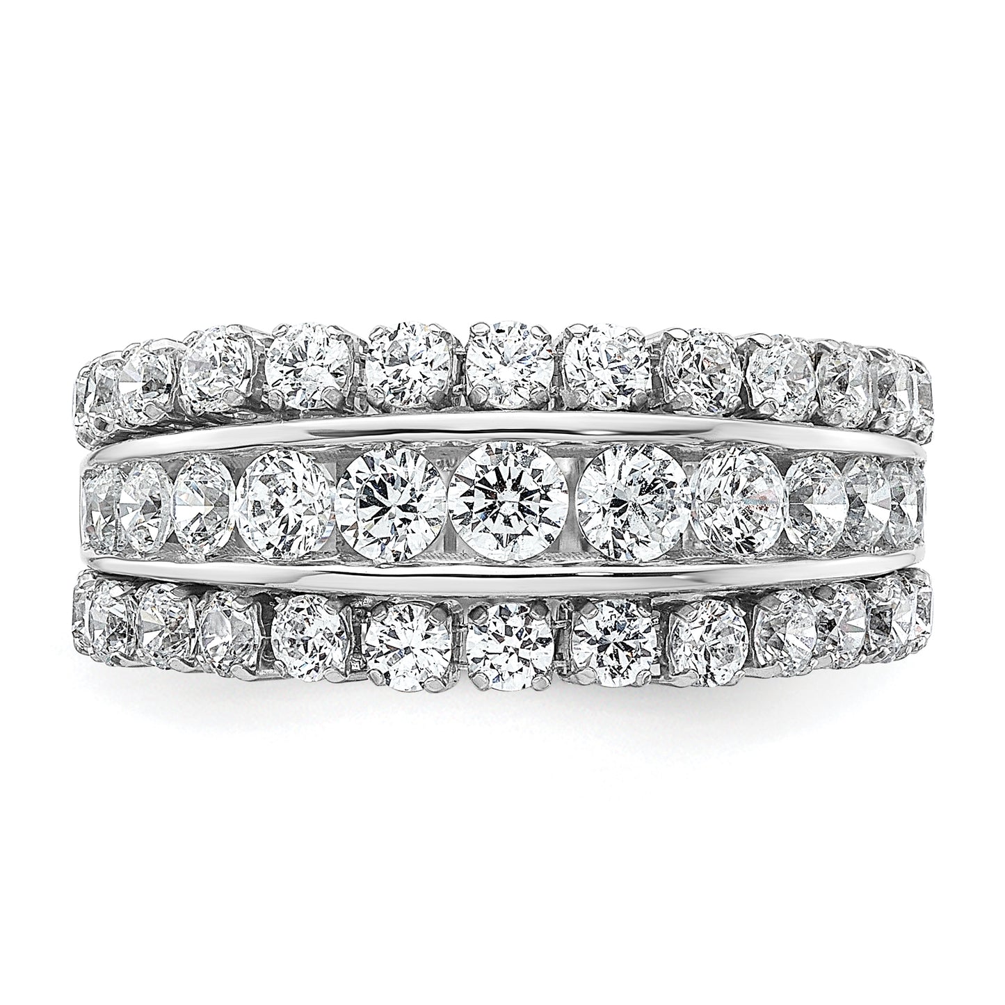 14K White Gold Lab Grown Diamond VS/SI+ G+ Triple Band Ring