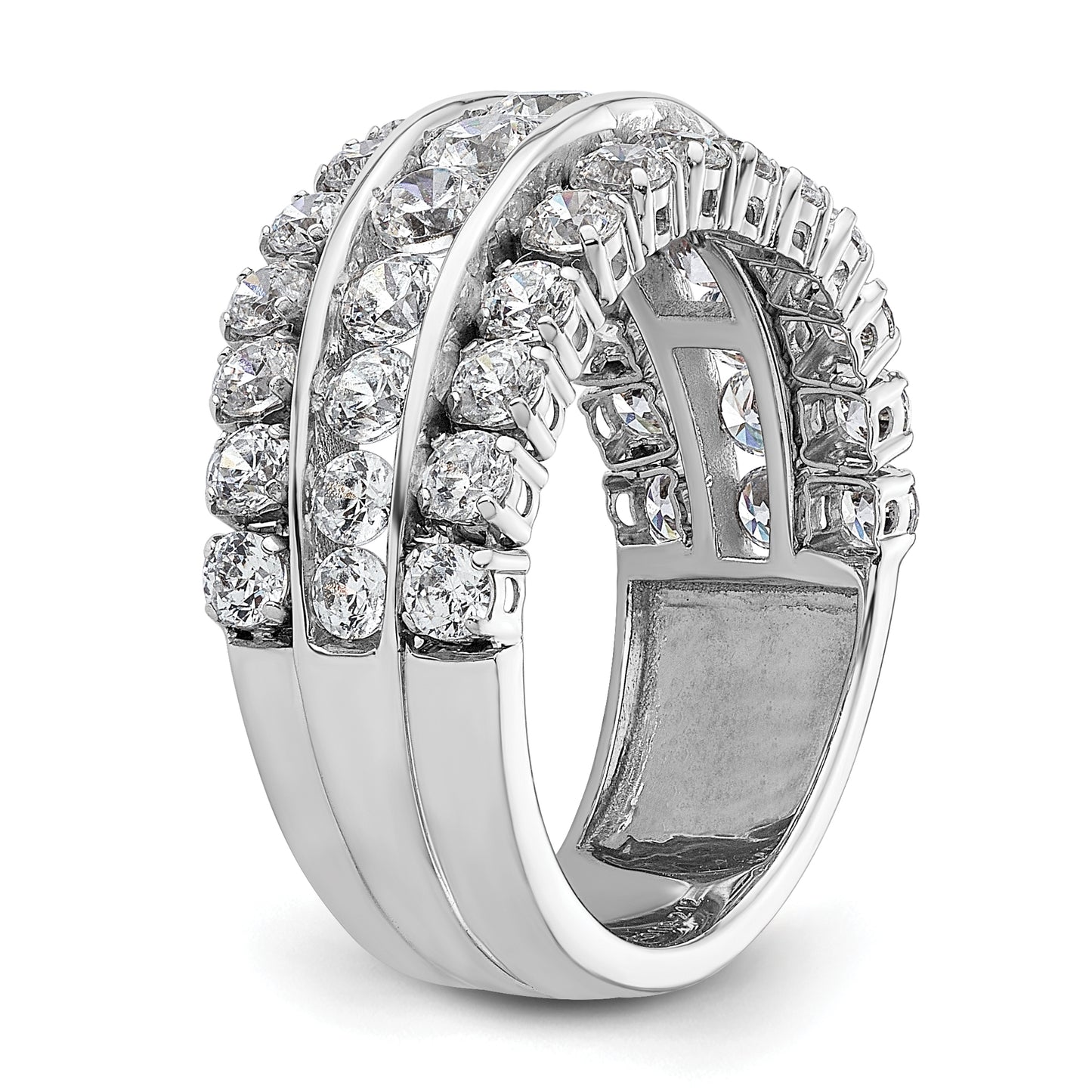 14K White Gold Lab Grown Diamond VS/SI+ G+ Triple Band Ring