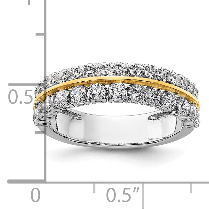 14k Two-tone Two Tone 1 Ct. Lab Grown Diamond VS/SI+ G+ Double Row Fashion Band Ring