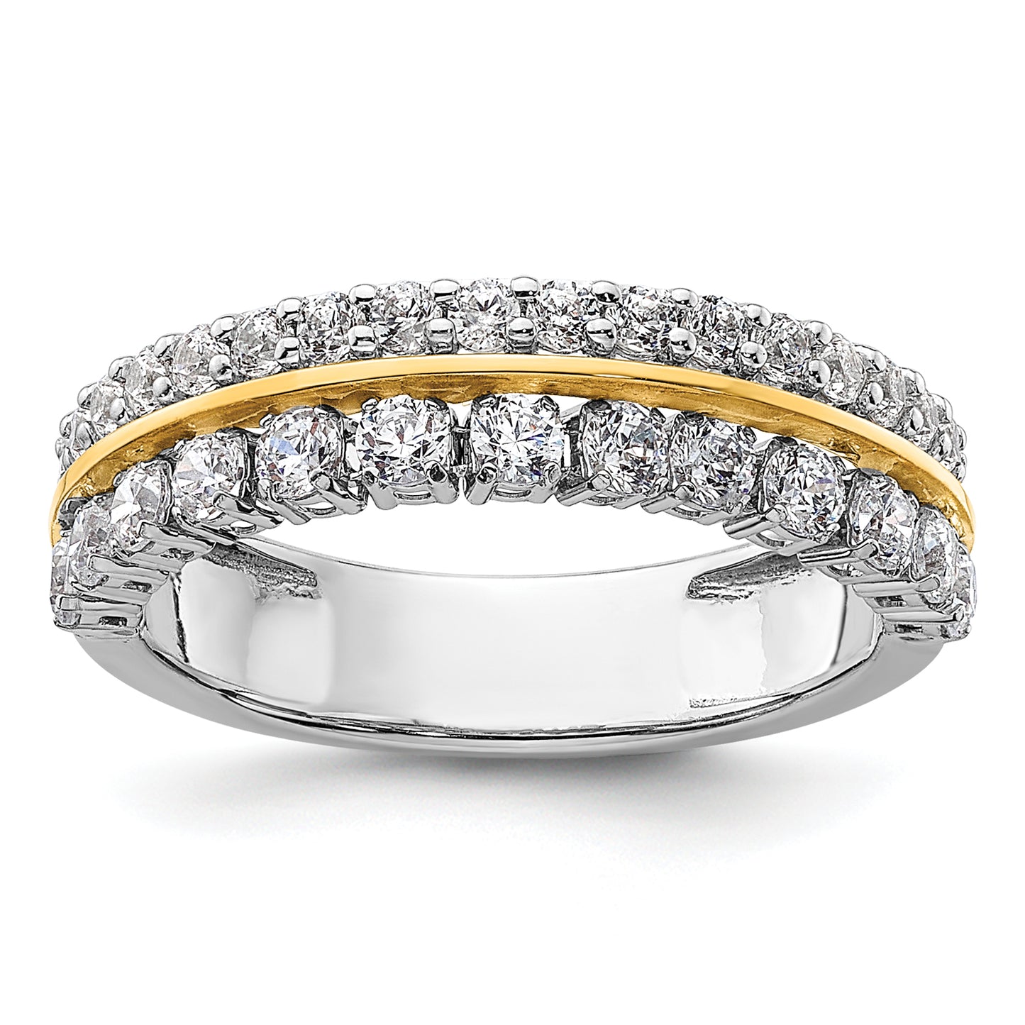 14k Two-tone Two Tone 1 Ct. Lab Grown Diamond VS/SI+ G+ Double Row Fashion Band Ring