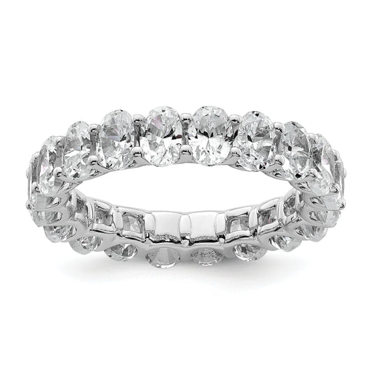 14k White Gold 14KW Oval Lab Grown Diamond VS/SI+ G+ Eternity Band Ring