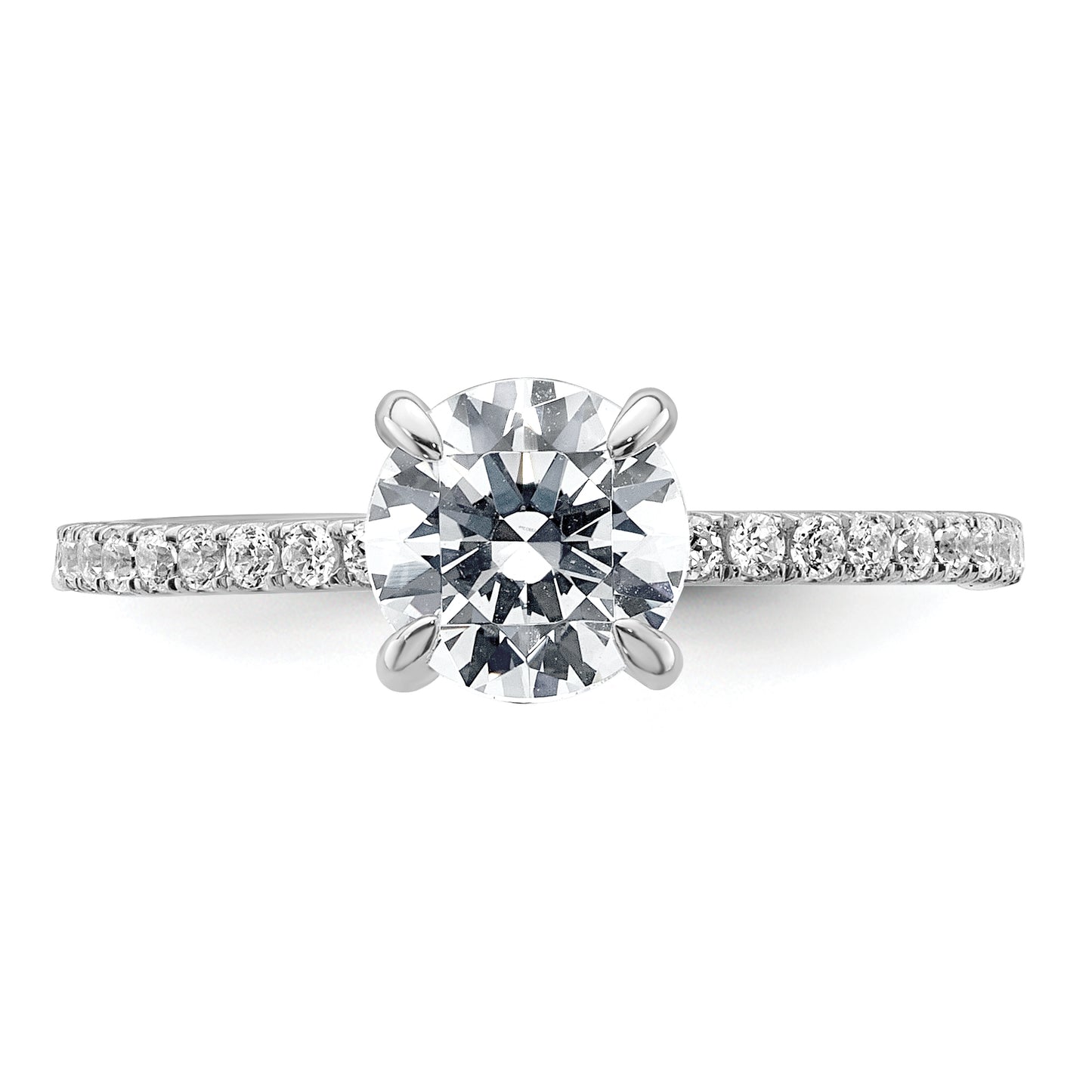 14k White Gold 1 1/3 Ct. Lab Grown Diamond VS/SI+ G+ Flair Round Engagement Ring