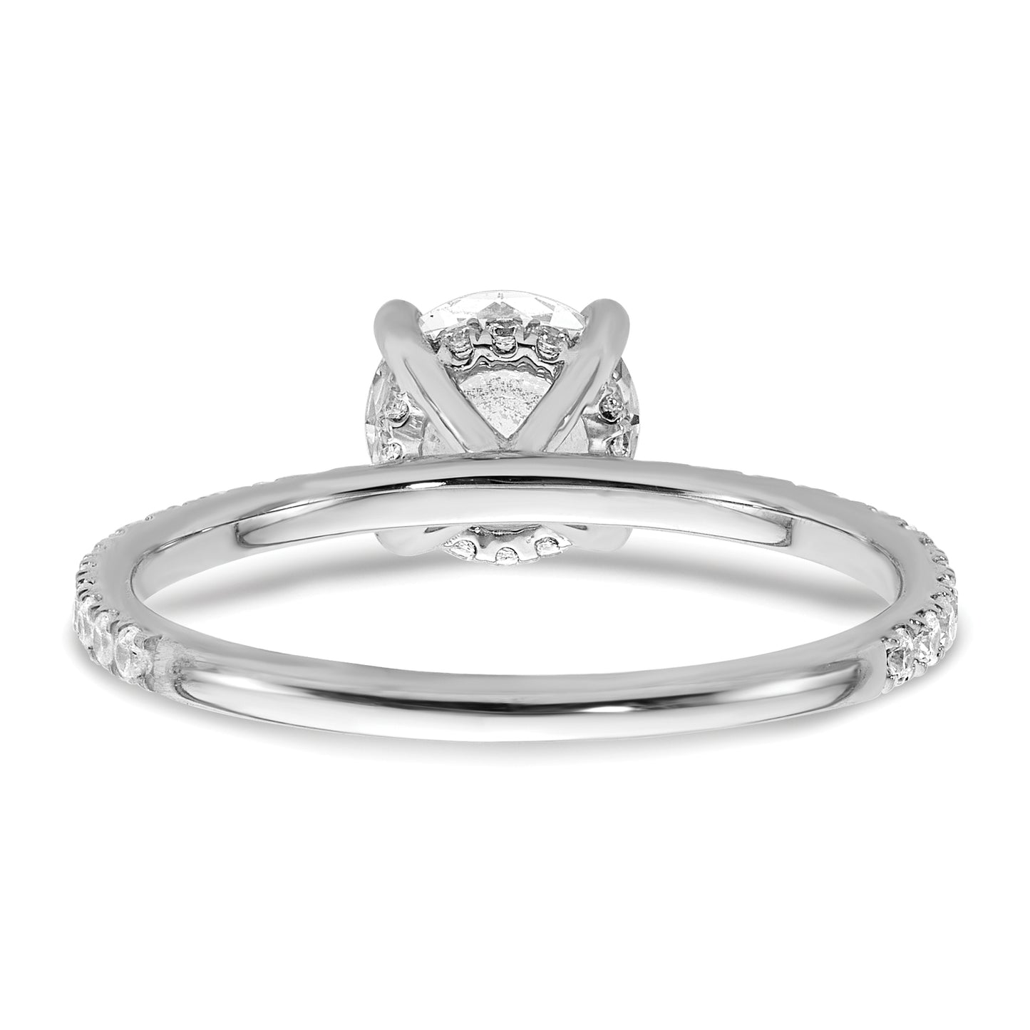 14k White Gold 1/3 Ct. Lab Grown Diamond VS/SI+ G+ 1 Ct. center Flair Round Engagement Ring