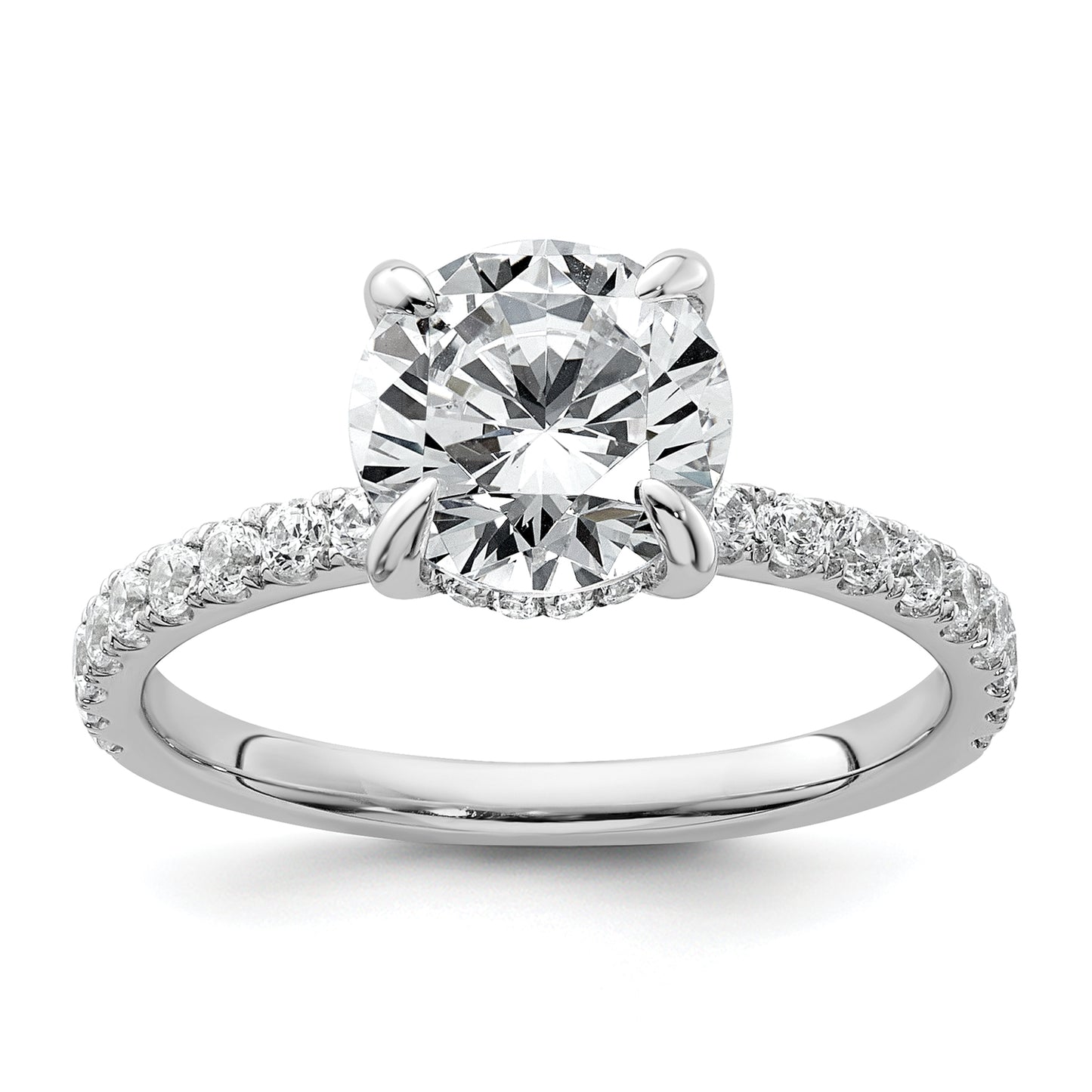 14k White Gold 2 3/8 Ct. Lab Grown Diamond VS/SI+ G+ Flair Round Engagement Ring