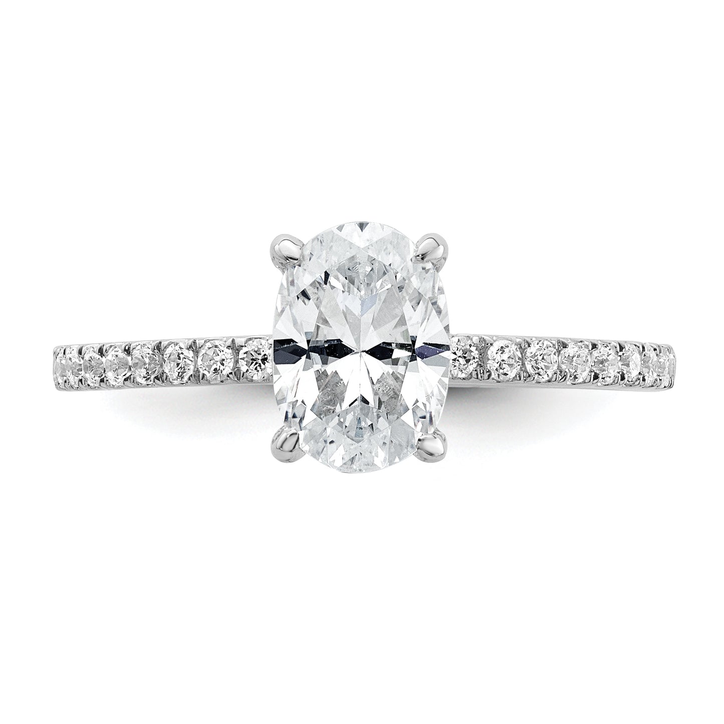 14k White Gold 1/3 Ct. Lab Grown Diamond VS/SI+ G+ 1 Ct. center Flair Oval Engagement Ring