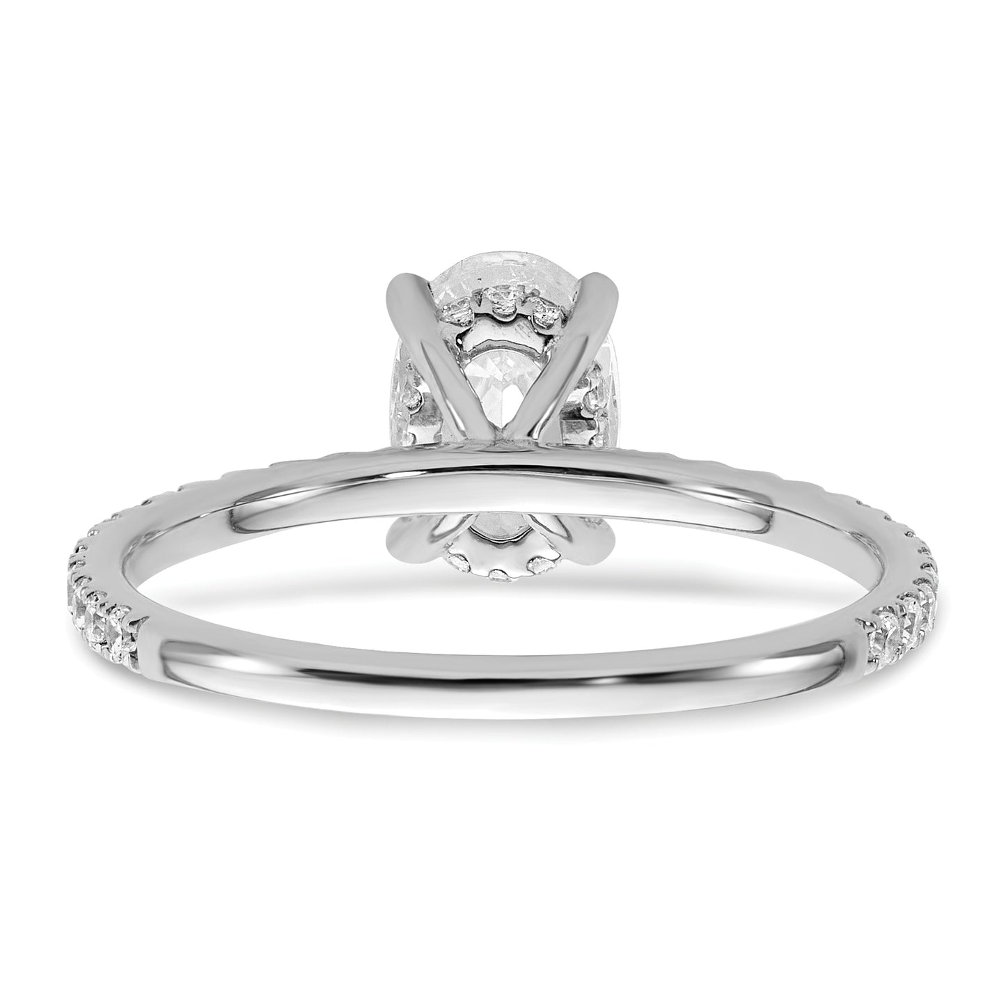 14k White Gold 1/3 Ct. Lab Grown Diamond VS/SI+ G+ 1 Ct. center Flair Oval Engagement Ring