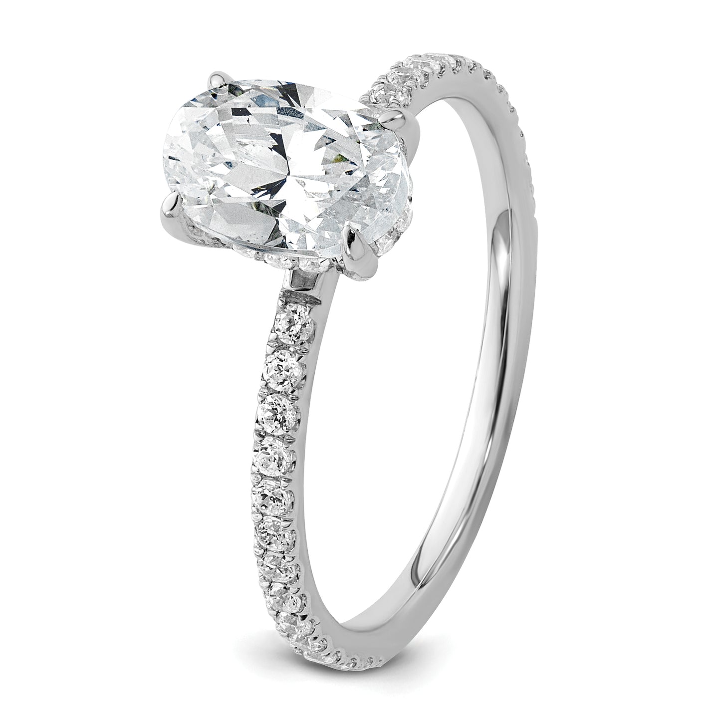 14k White Gold 1 1/2 Ct. Lab Grown Diamond VS/SI+ G+ Flair Oval Engagement Ring