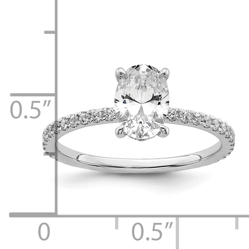 14k White Gold 1/3 Ct. Lab Grown Diamond VS/SI+ G+ 1 Ct. center Flair Oval Engagement Ring