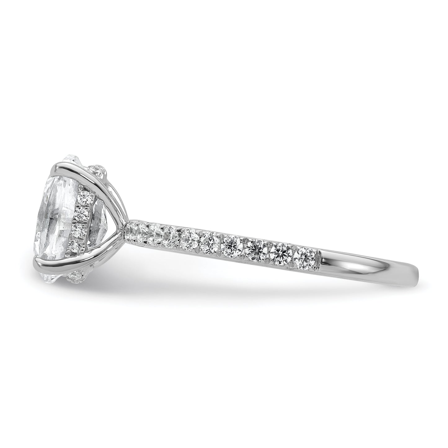 14k White Gold 3/8 Ct. Lab Grown Diamond VS/SI+ G+ 1 1/2 Ct. center Flair Oval Engagement Ring