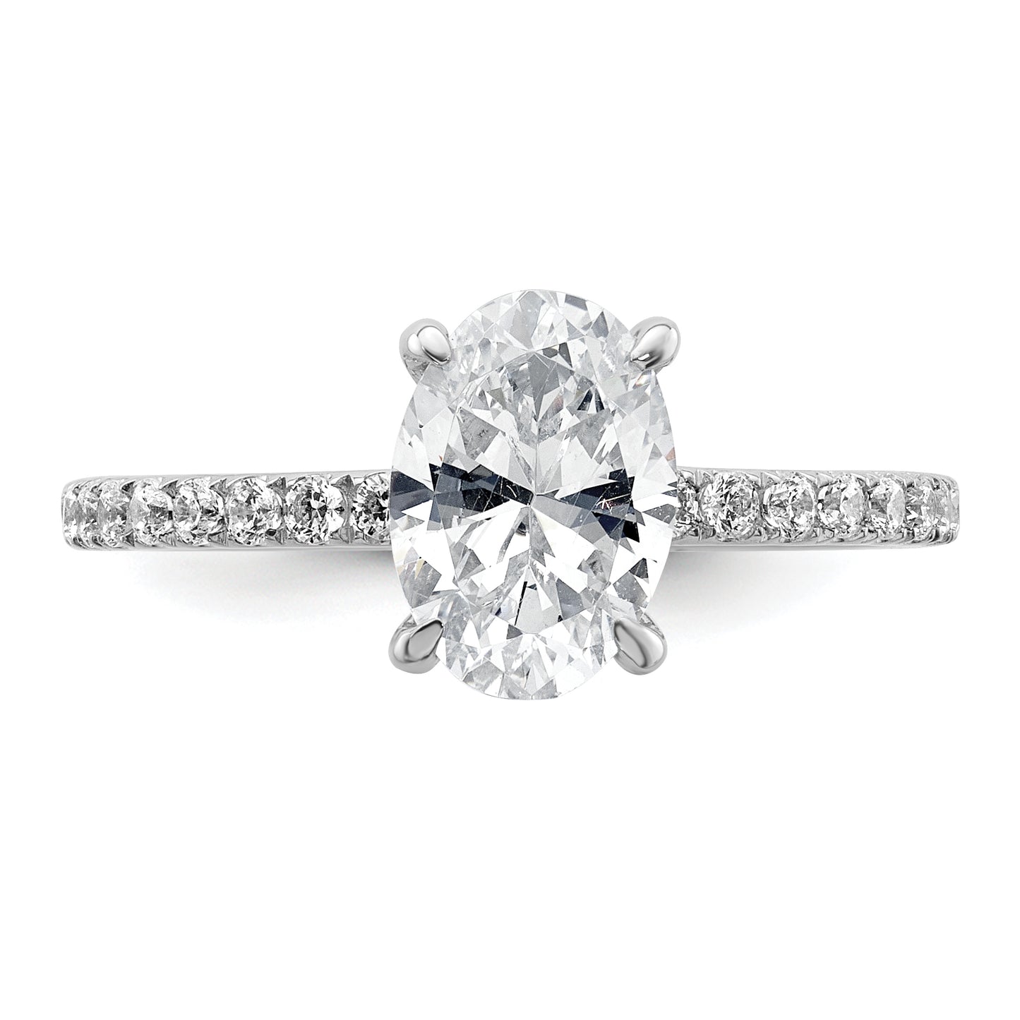 14k White Gold 3/8 Ct. Lab Grown Diamond VS/SI+ G+ 1 1/2 Ct. center Flair Oval Engagement Ring