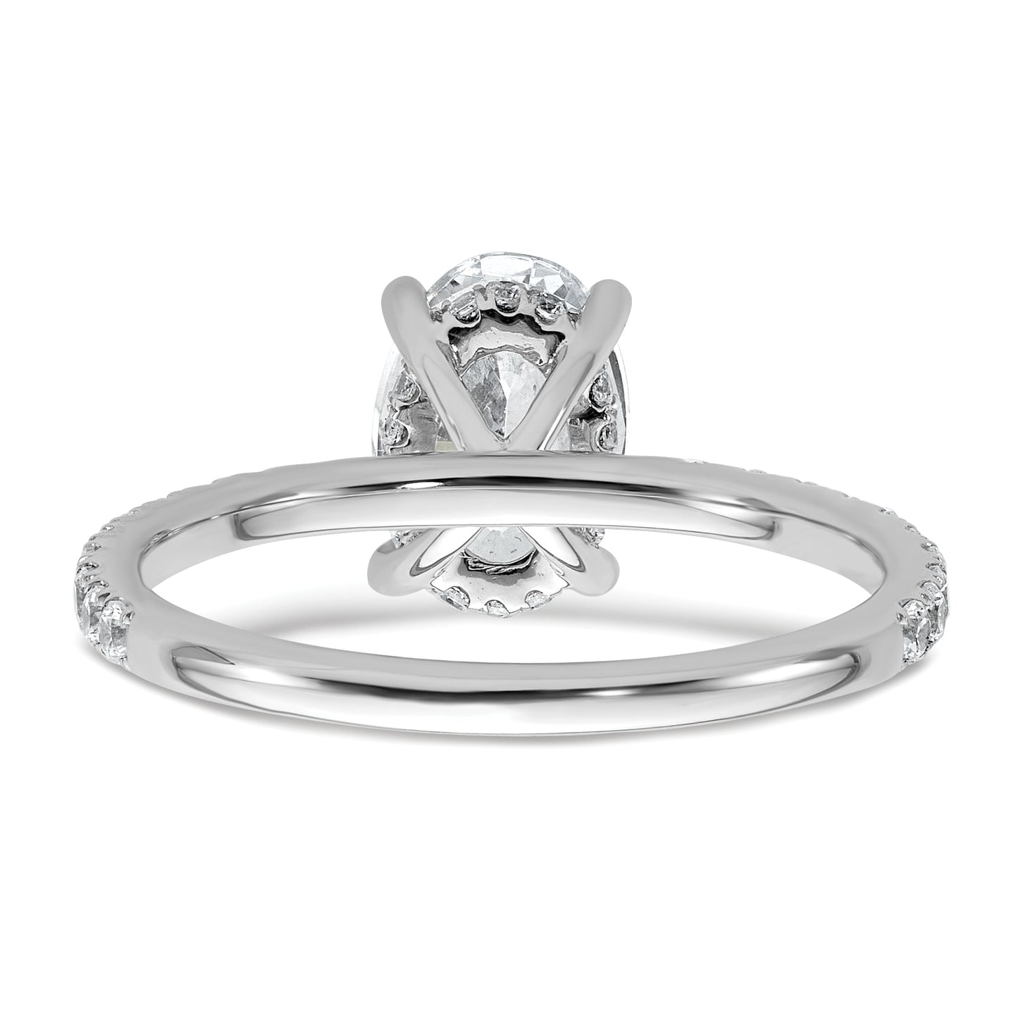 14k White Gold 1 7/8 Ct. Lab Grown Diamond VS/SI+ G+ Flair Oval Engagement Ring