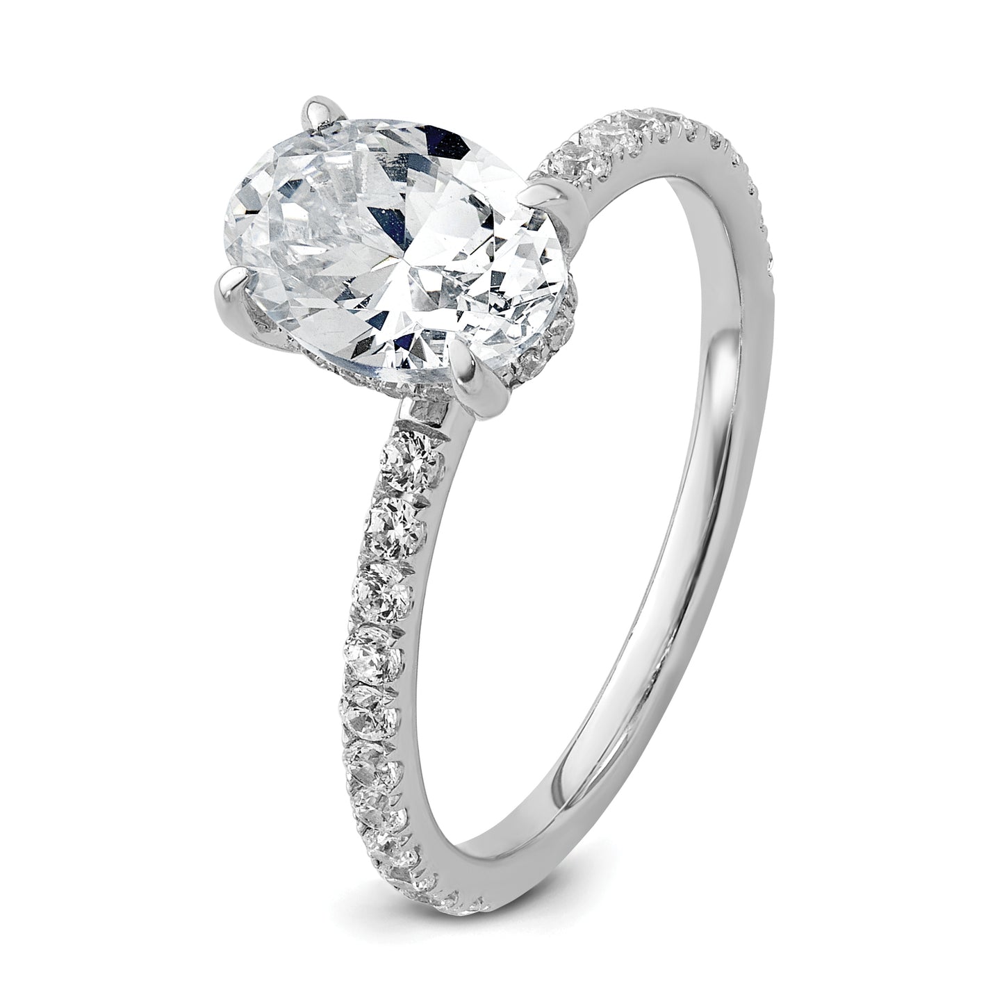 14k White Gold 3/8 Ct. Lab Grown Diamond VS/SI+ G+ 1 1/2 Ct. center Flair Oval Engagement Ring