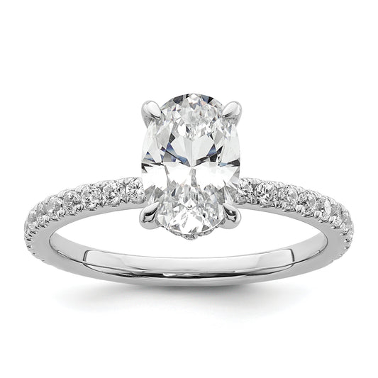 14k White Gold 1 7/8 Ct. Lab Grown Diamond VS/SI+ G+ Flair Oval Engagement Ring