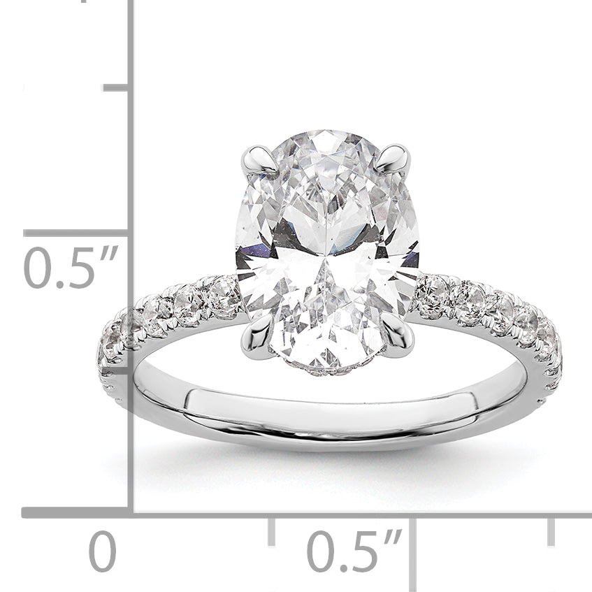 14k White Gold 1/2 Ct. Lab Grown Diamond VS/SI+ G+ 3 Ct. center Flair Oval Engagement Ring