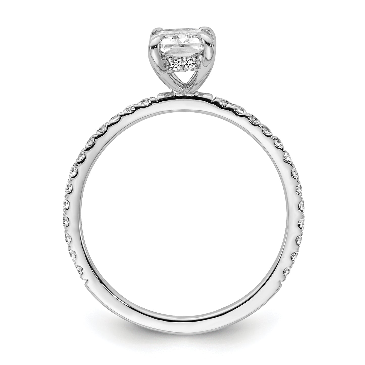 14k White Gold 3/8 Ct. Lab Grown Diamond VS/SI+ G+ 1 Ct. center Flair Round Engagement Ring