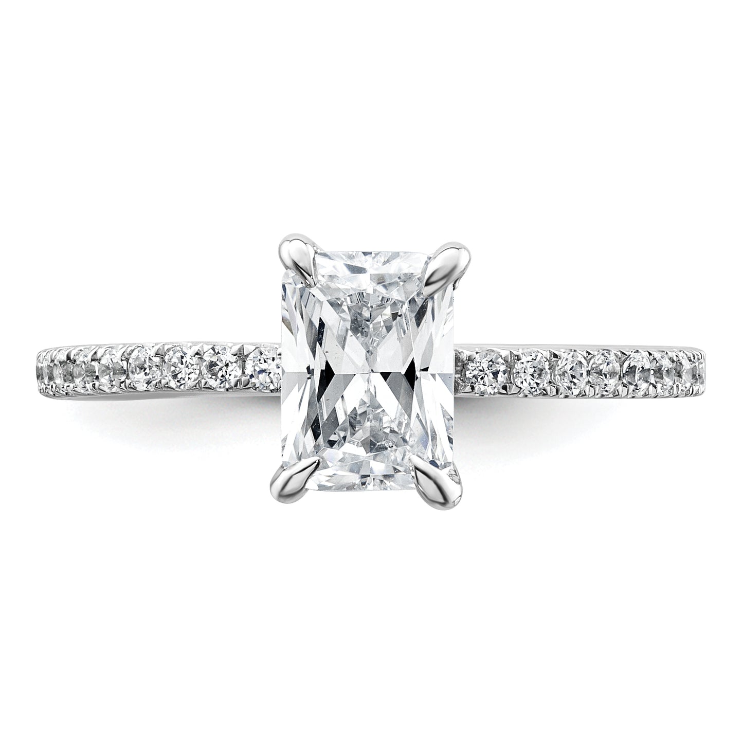 14k White Gold 3/8 Ct. Lab Grown Diamond VS/SI+ G+ 1 Ct. center Flair Round Engagement Ring