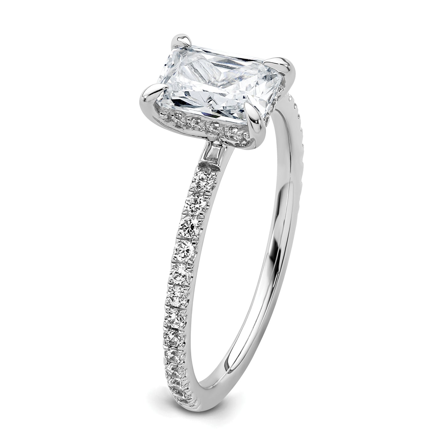 14k White Gold 3/8 Ct. Lab Grown Diamond VS/SI+ G+ 1 Ct. center Flair Round Engagement Ring