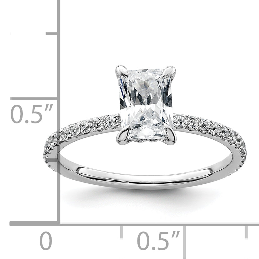 14k White Gold 3/8 Ct. Lab Grown Diamond VS/SI+ G+ 1 Ct. center Flair Round Engagement Ring