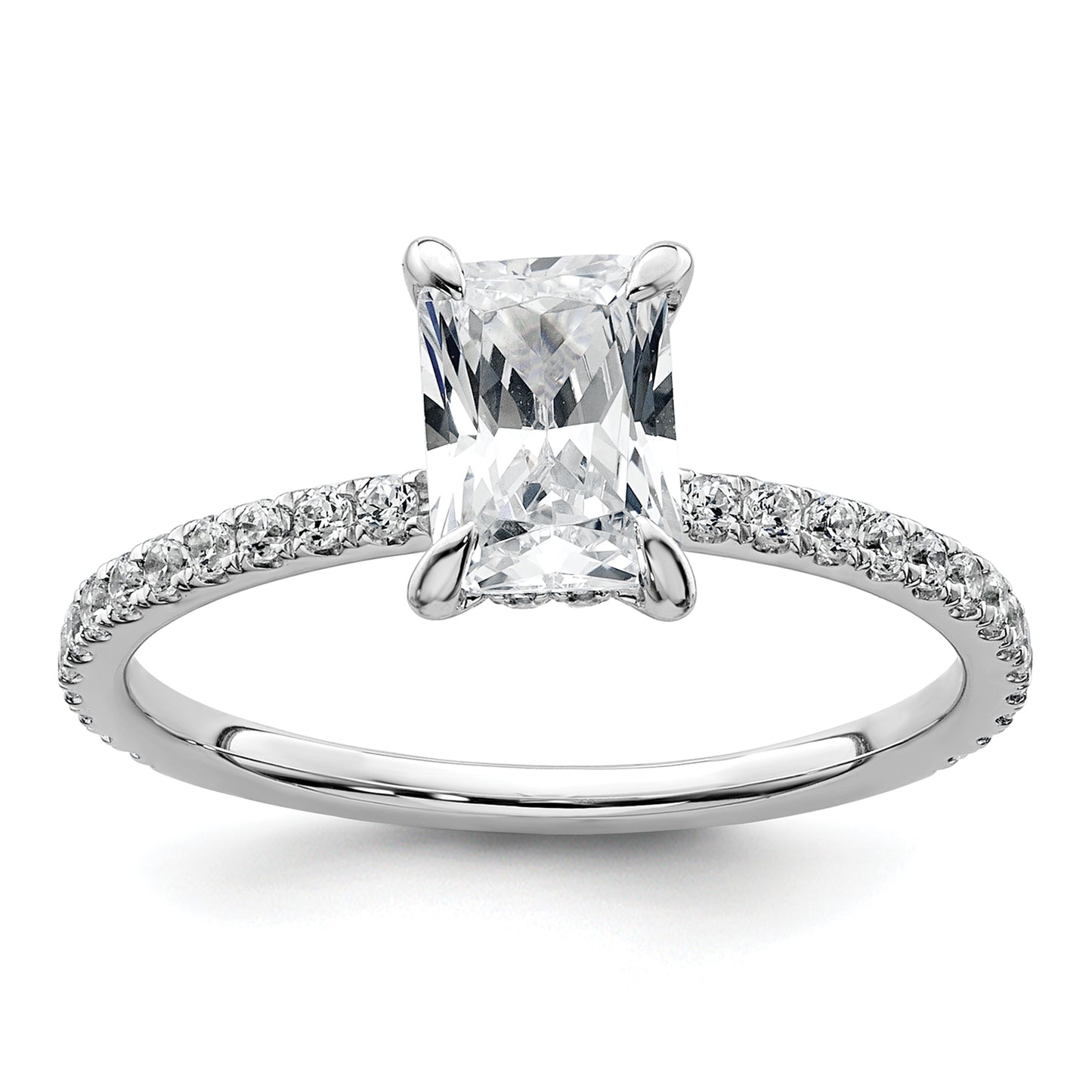 14k White Gold 3/8 Ct. Lab Grown Diamond VS/SI+ G+ 1 Ct. center Flair Round Engagement Ring