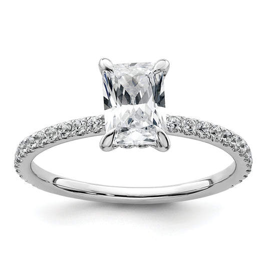 14k White Gold 3/8 Ct. Lab Grown Diamond VS/SI+ G+ 1 Ct. center Flair Round Engagement Ring