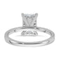 14K White Gold Lab Grown Diamond VS/SI FGH Flair Radiant Semi Engagement Ring