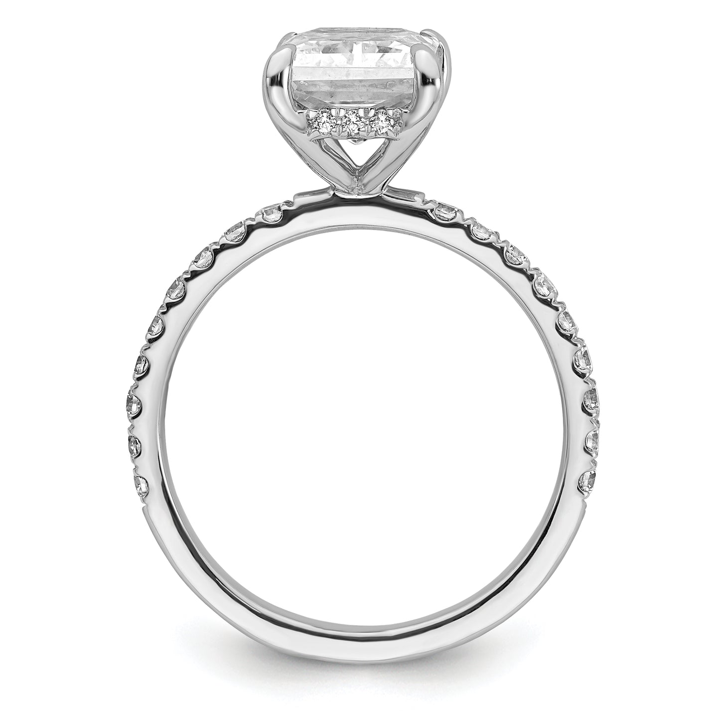 14k White Gold 1/10 Ct. Lab Grown Diamond VS/SI+ G+ 3 Ct. center Flair Round Engagement Ring