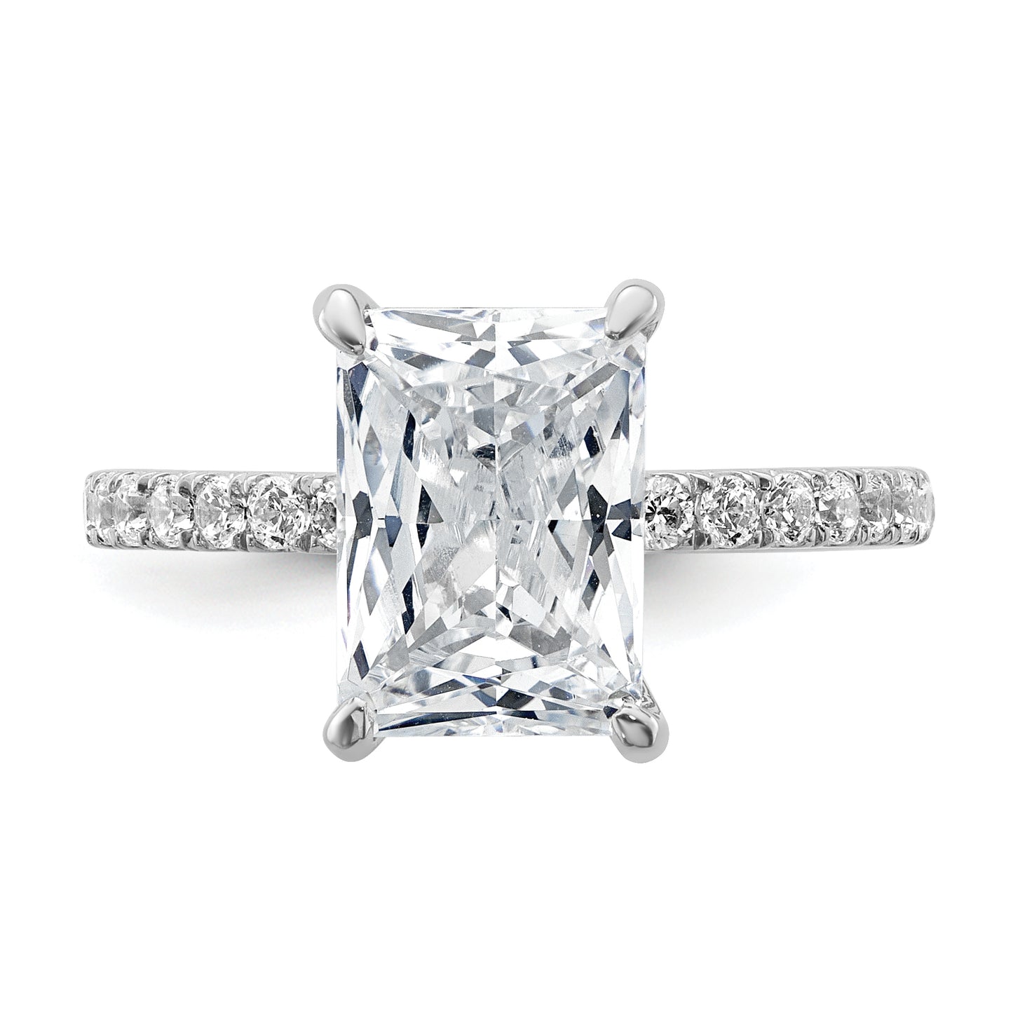 14k White Gold 1/10 Ct. Lab Grown Diamond VS/SI+ G+ 3 Ct. center Flair Round Engagement Ring