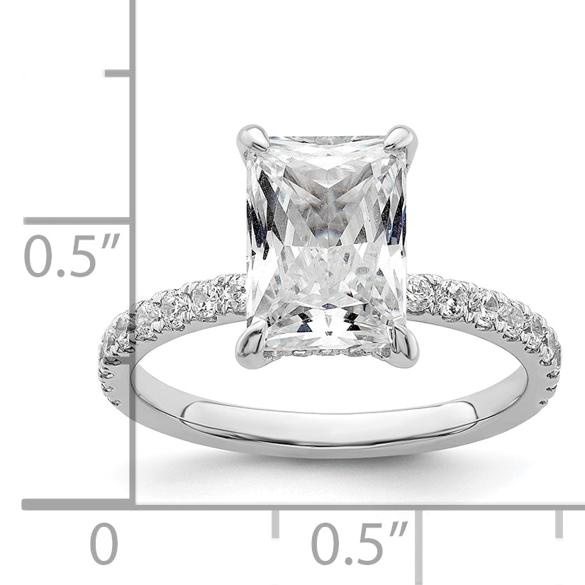 14k White Gold 1/10 Ct. Lab Grown Diamond VS/SI+ G+ 3 Ct. center Flair Round Engagement Ring