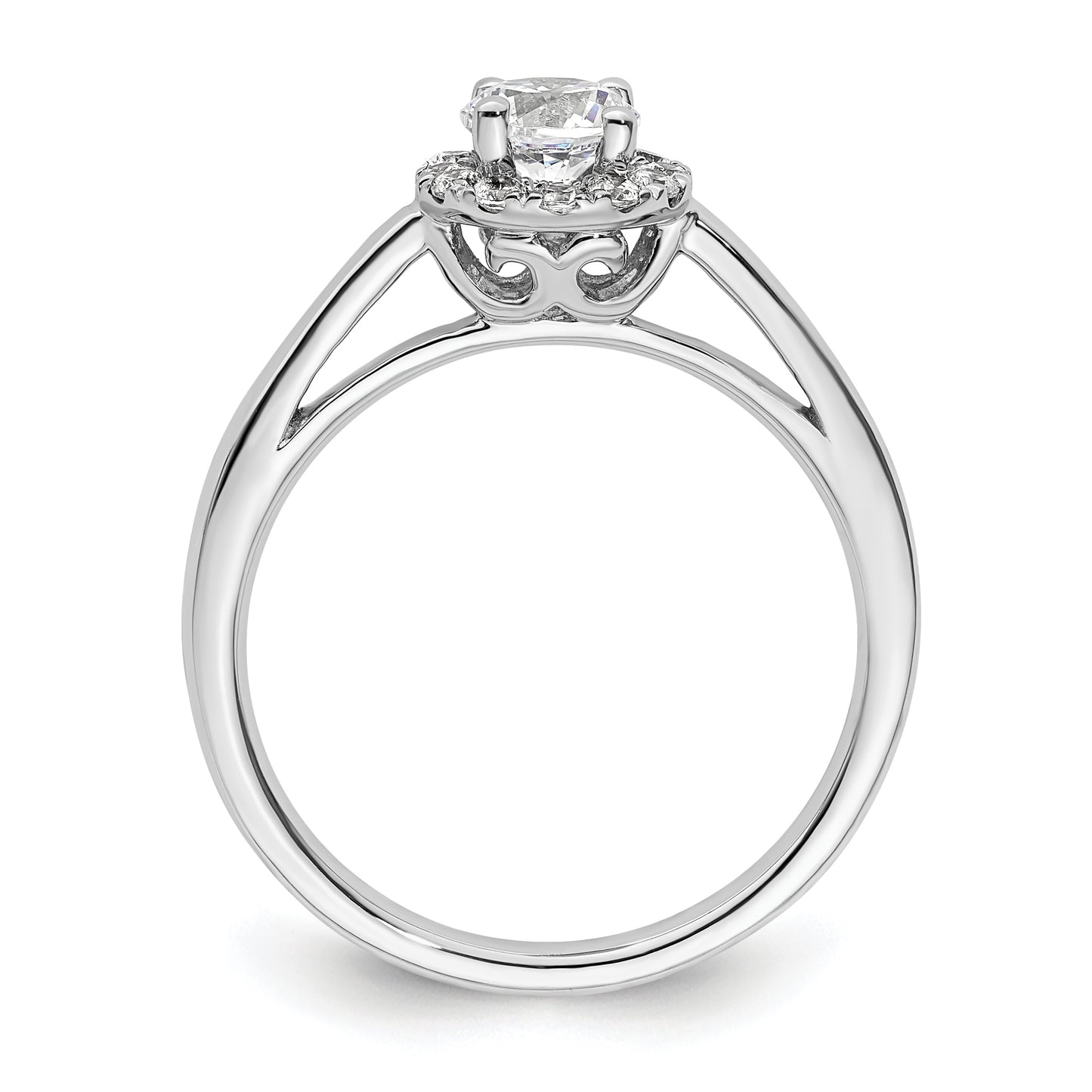 14k White Gold 1/2 Ct. Lab Grown Diamond VS/SI+ G+ Round Halo Engagement Ring