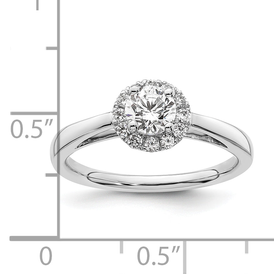 14k White Gold 1/2 Ct. Lab Grown Diamond VS/SI+ G+ Round Halo Engagement Ring