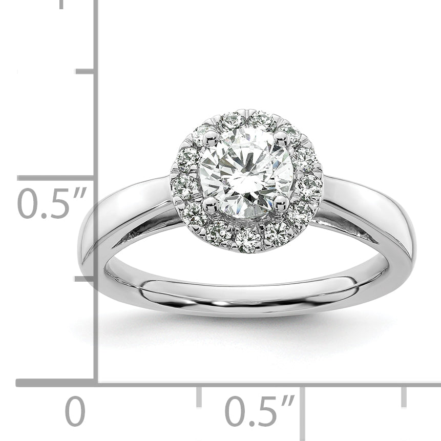 14k White Gold 1/4 Ct. Lab Grown Diamond VS/SI+ G+ 3/4 Ct. Center Round Halo Engagement Ring