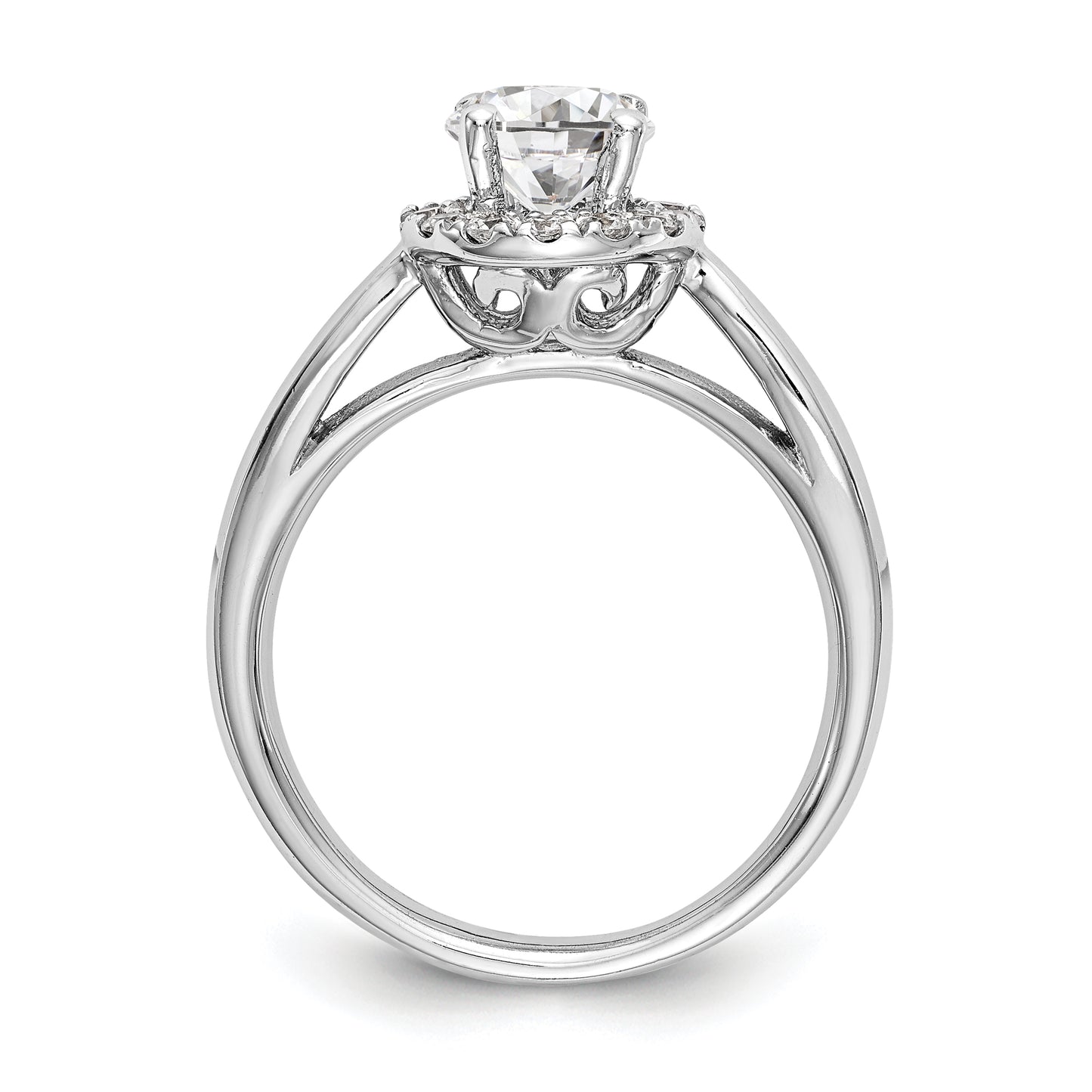 14k White Gold 1/3 Ct. Lab Grown Diamond VS/SI+ G+ 1 Ct. Center Round Halo Engagement Ring