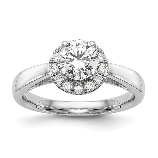 14k White Gold 1/3 Ct. Lab Grown Diamond VS/SI+ G+ 1 Ct. Center Round Halo Engagement Ring