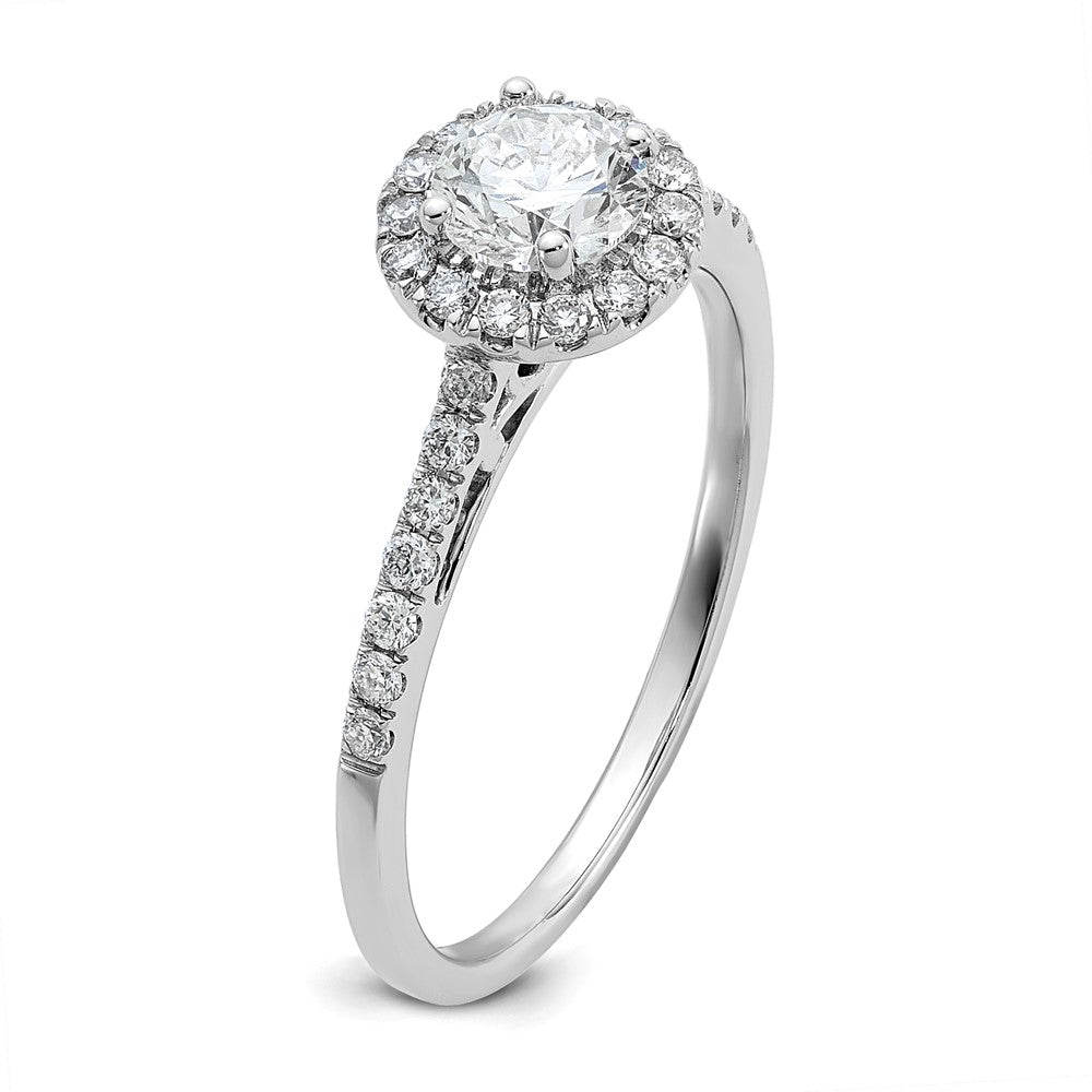 14k White Gold 3/4 Ct. Lab Grown Diamond VS/SI+ G+ Complete Size 6 Halo Engagement Ring