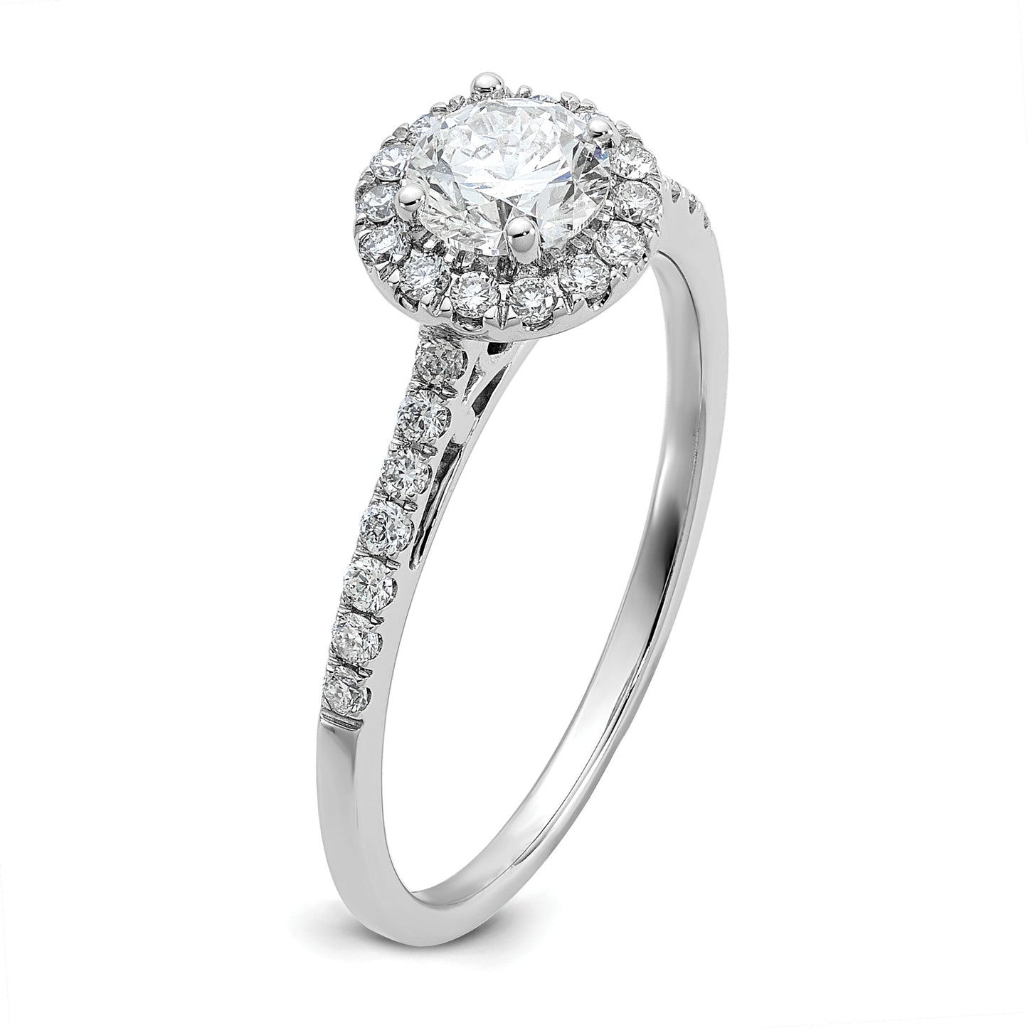 14k White Gold 3/4 Ct. Lab Grown Diamond VS/SI+ G+ Halo Engagement Ring