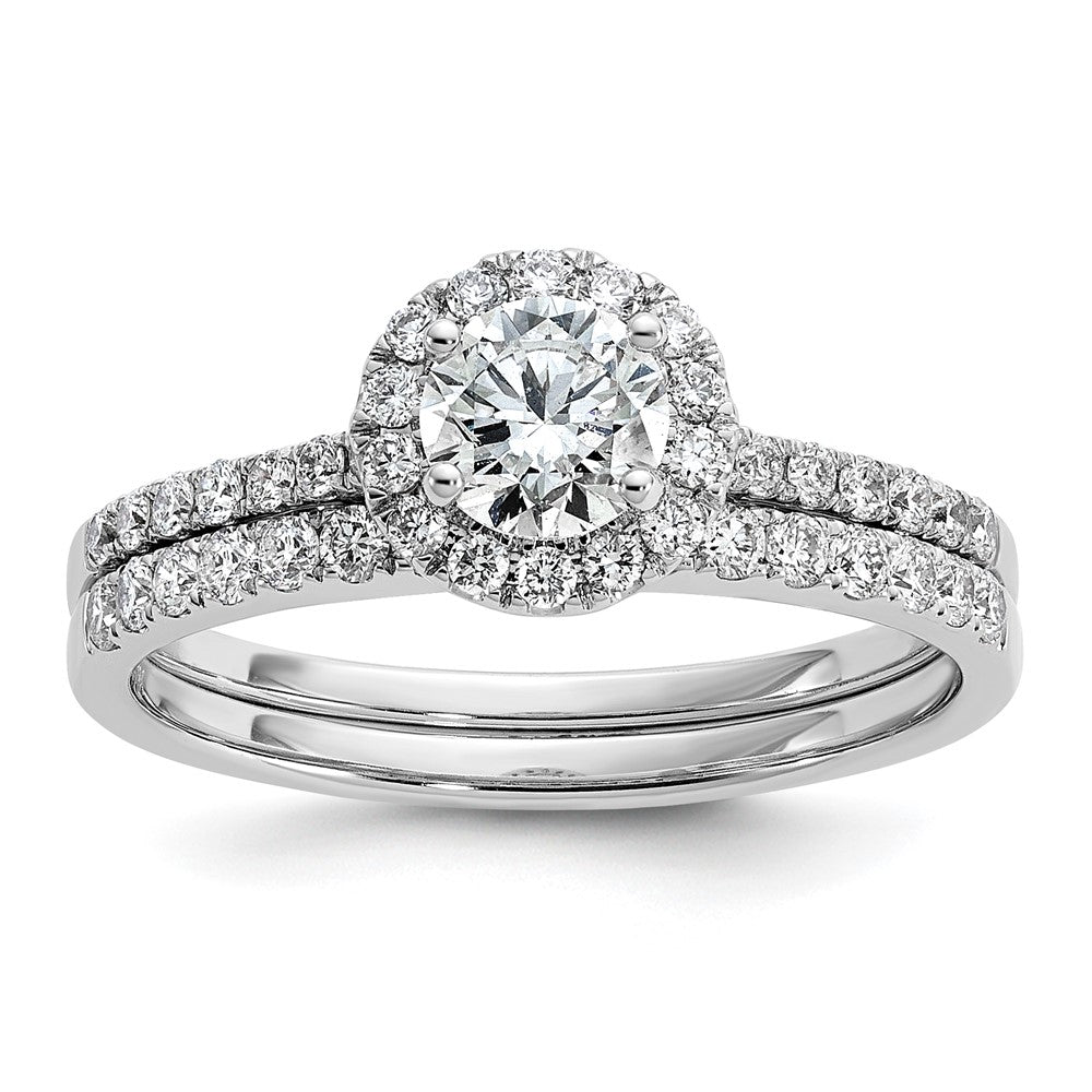 14k White Gold 3/4 Ct. Lab Grown Diamond VS/SI+ G+ Complete Size 6 Halo Engagement Ring