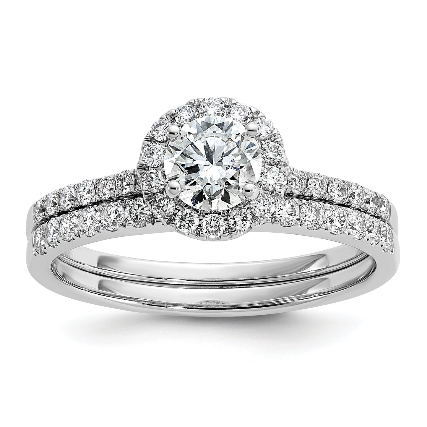 14k White Gold 3/4 Ct. Lab Grown Diamond VS/SI+ G+ Halo Engagement Ring