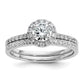 14k White Gold 3/4 Ct. Lab Grown Diamond VS/SI+ G+ Complete Size 5 Halo Engagement Ring