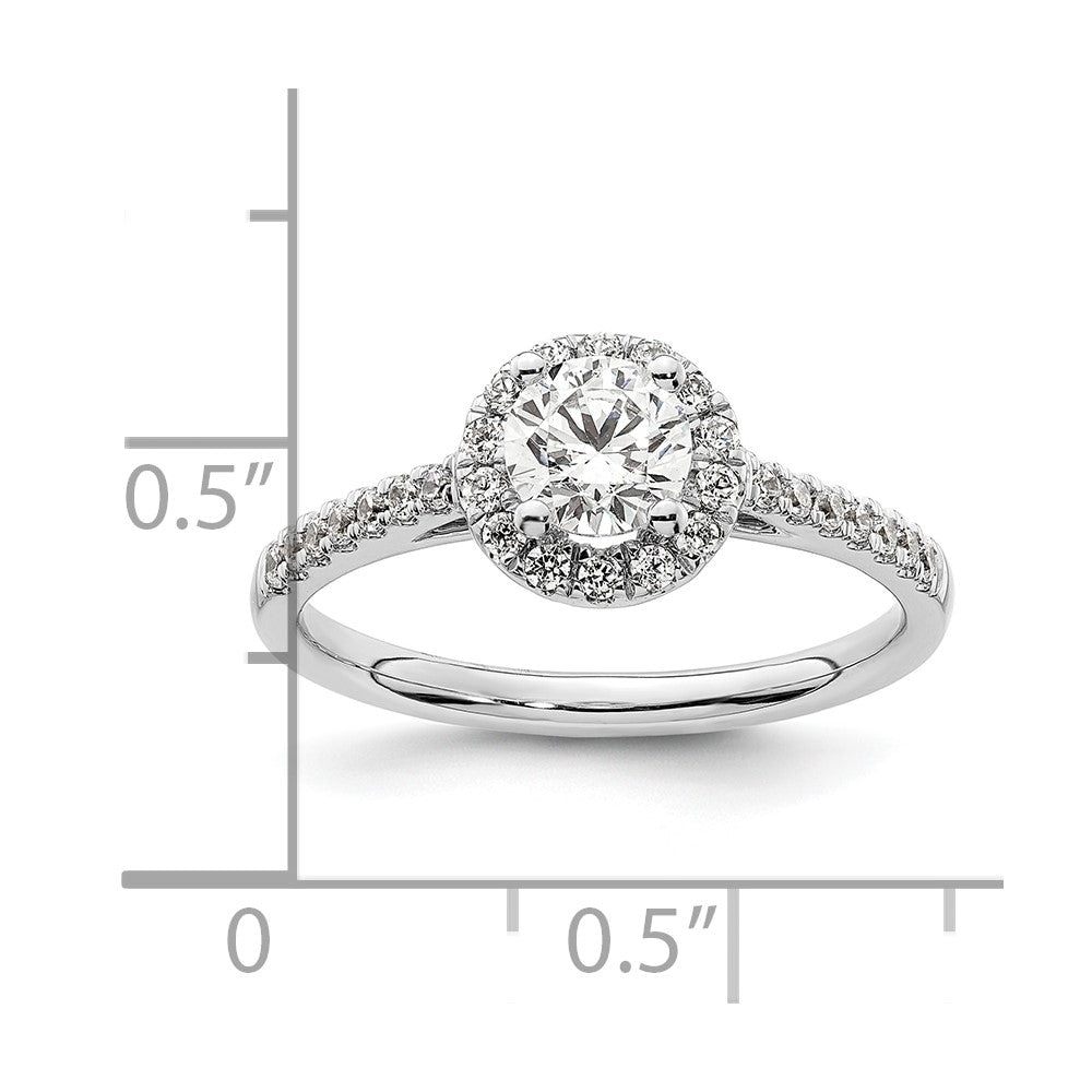 14k White Gold 3/4 Ct. Lab Grown Diamond VS/SI+ G+ Complete Size 6 Halo Engagement Ring