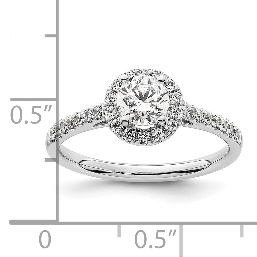 14k White Gold 3/4 Ct. Lab Grown Diamond VS/SI+ G+ Halo Engagement Ring