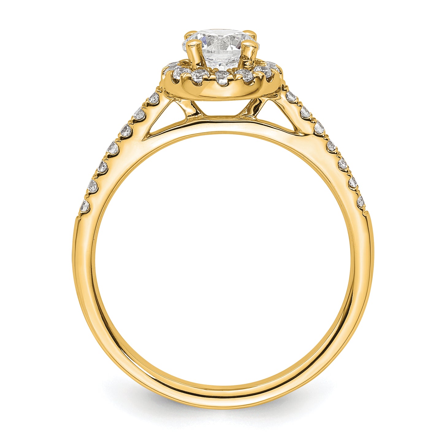 14k Yellow Gold 3/4 Ct. Lab Grown Diamond VS/SI+ G+ Halo Engagement Ring