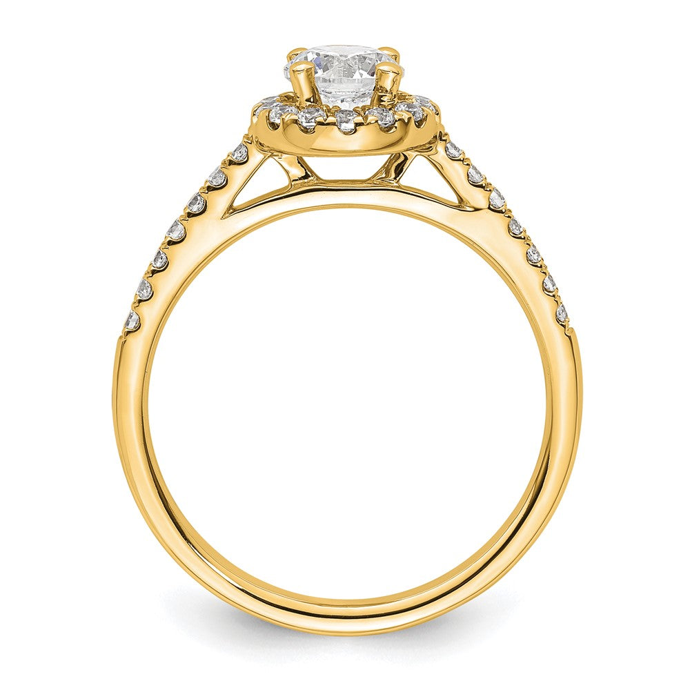 14k Yellow Gold 3/4 Ct. Lab Grown Diamond VS/SI+ G+ Complete Size 5 Halo Engagement Ring