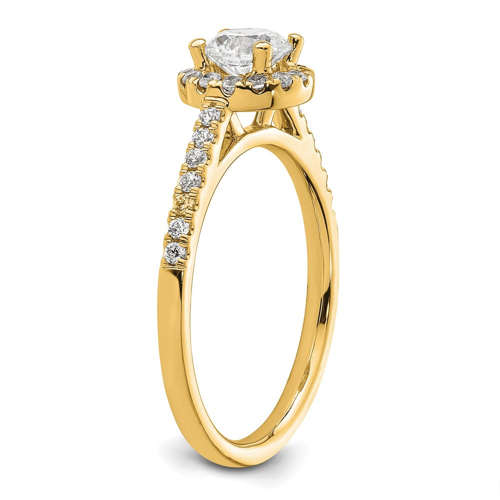 14k Yellow Gold 3/4 Ct. Lab Grown Diamond VS/SI+ G+ Complete Size 5 Halo Engagement Ring