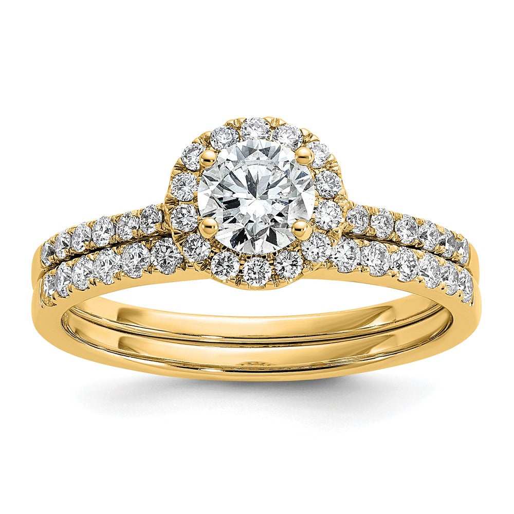 14k Yellow Gold 3/4 Ct. Lab Grown Diamond VS/SI+ G+ Complete Size 5 Halo Engagement Ring