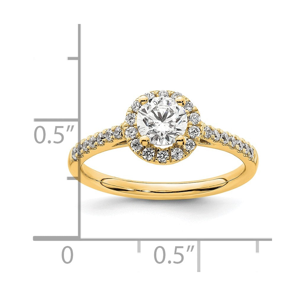 14k Yellow Gold 3/4 Ct. Lab Grown Diamond VS/SI+ G+ Complete Size 5 Halo Engagement Ring