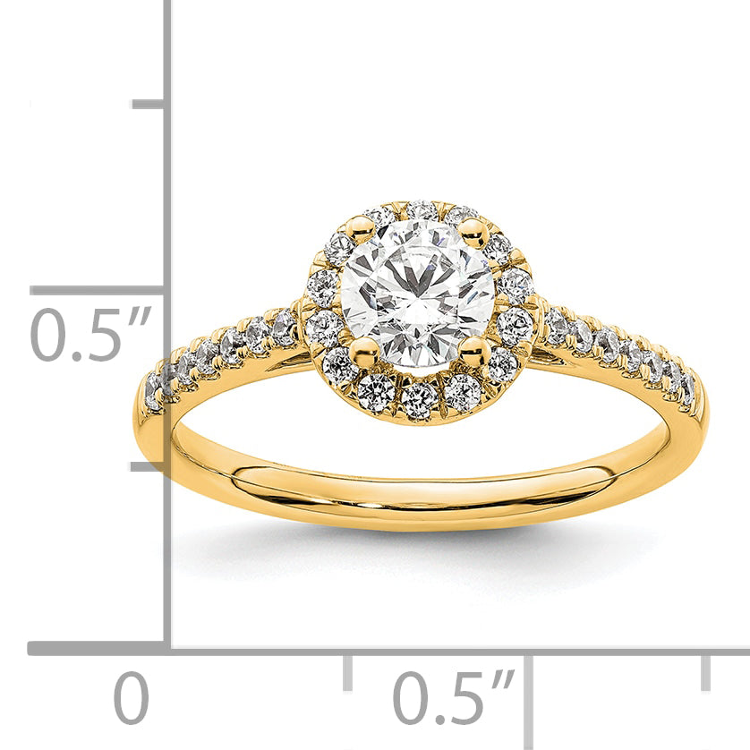 14k Yellow Gold 3/4 Ct. Lab Grown Diamond VS/SI+ G+ Halo Engagement Ring