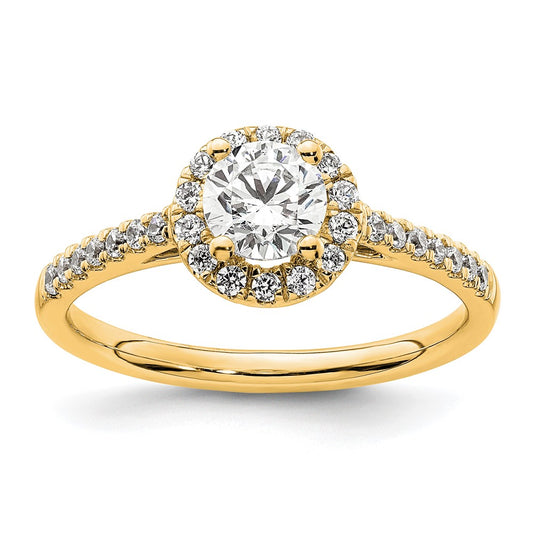 14k Yellow Gold 3/4 Ct. Lab Grown Diamond VS/SI+ G+ Complete Size 8 Halo Engagement Ring